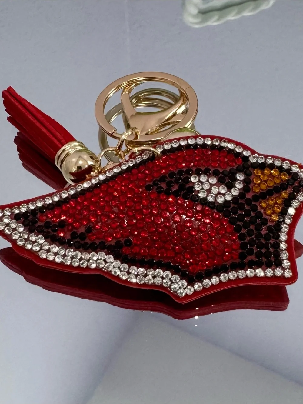 New Red Crystal Cardinal Keychain